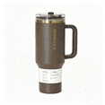 thumbnail image 1 of Stanley 1913 Quencher ProTour Flip Straw Tumbler 40 oz Insulated Stainless Steel Water Bottle Leakproof Travel Cup with Handle & Straw Dark Brown with Gold Rim, 1 of 1