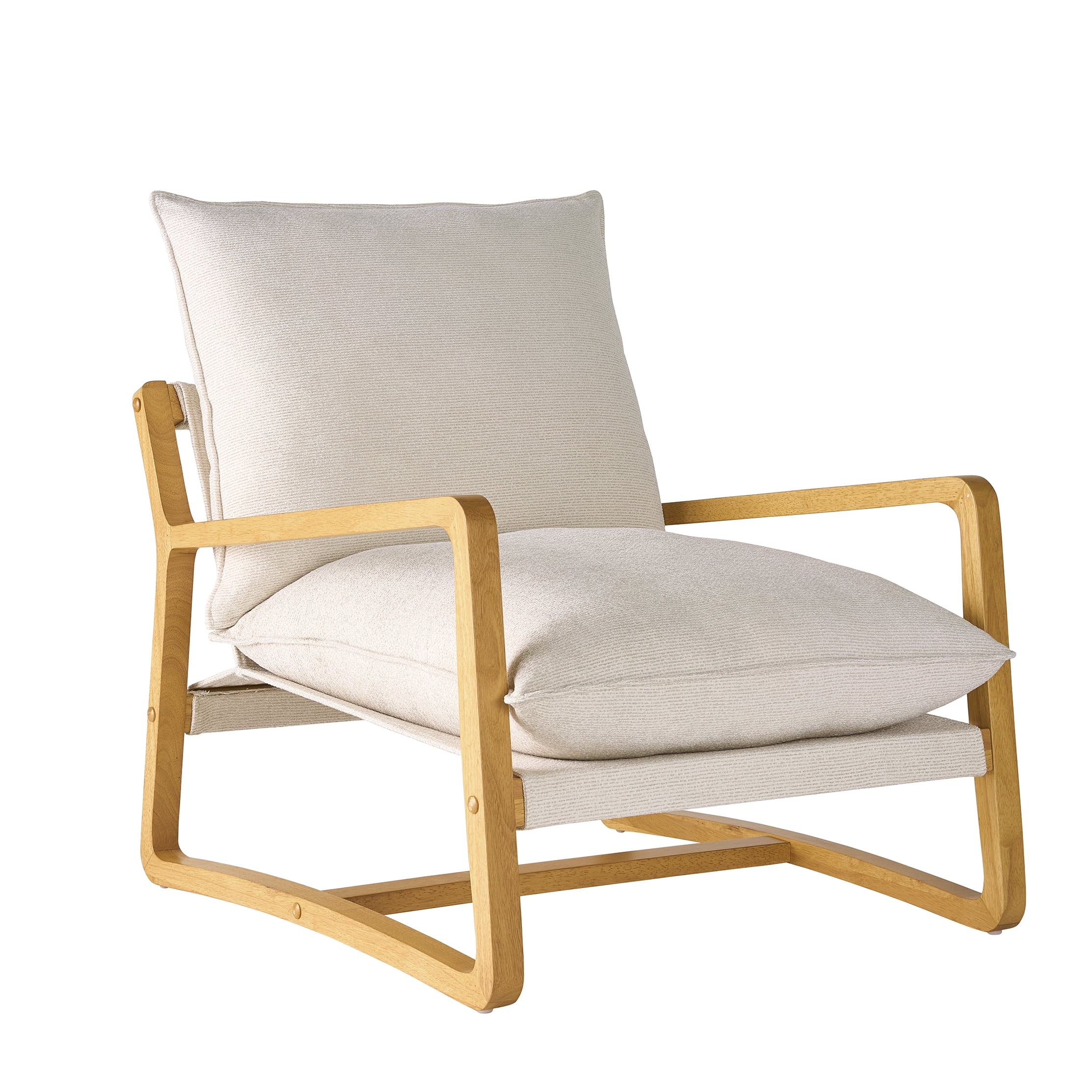 Better Homes & Gardens Wooden Ezra Sling Accent Chair, Cream Linen