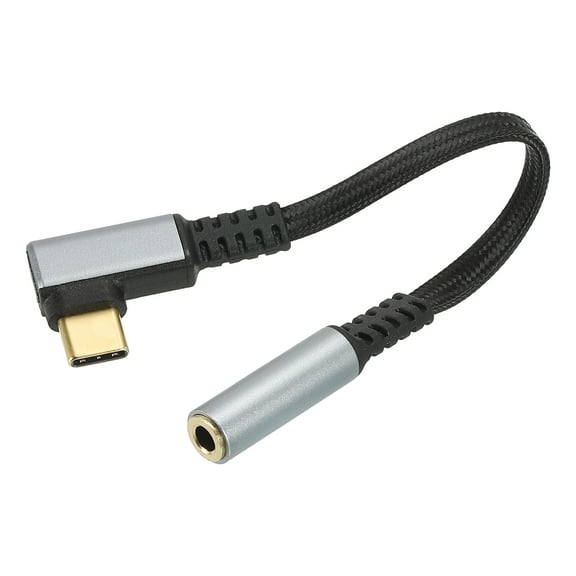 USB Type C to 3.5mm Female Headphone Jack Adapter USB C to Aux Audio HiFi Digital Converter Cable Cord 5.5", Grey