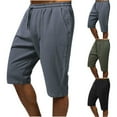 thumbnail image 5 of WREESH Men's Summer Shorts Casual Drawstring Pocket Solid Color Cotton and Linen Sports Shorts Black, 5 of 5