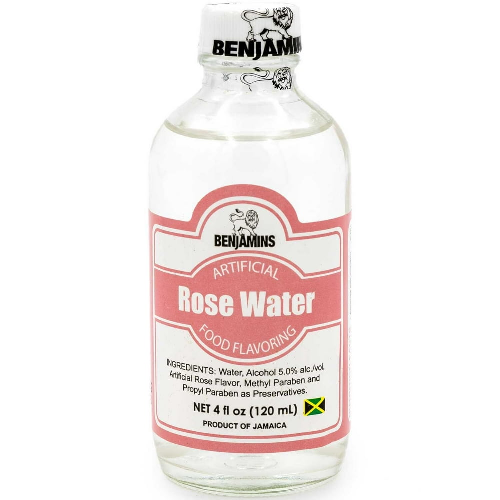 Benjamins Artificial Rose Water Food Flavoring, 4 Fl Oz