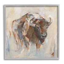 Stupell Industries Country Bison Abstract Brush Strokes Painting Gray Framed Art Print Wall Art, Design by Ethan Harper