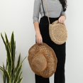 thumbnail image 3 of Bolso cruzado de paja para mujer, bolso de hombro tejido, bolso y bolsos de playa redondos de verano, bolso de ratán de verano, bolso cruzado de hombro caqui, 3 of 5