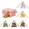 thumbnail image 5 of 100 bolsas de organza de 7 x 8 cm con estampado de corazón, color melocotón, para joyería, con cordón, para regalos de boda, dulces y regalos., 5 of 5