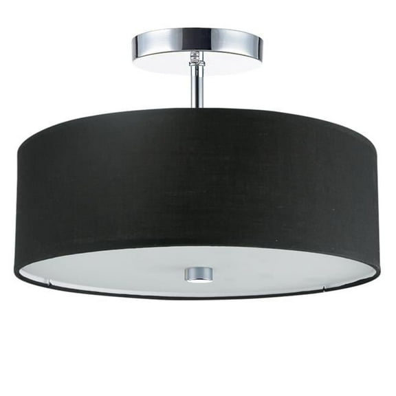 Signature 3 Light Polished Chrome Semi Flush Mount Ceiling Light - Black