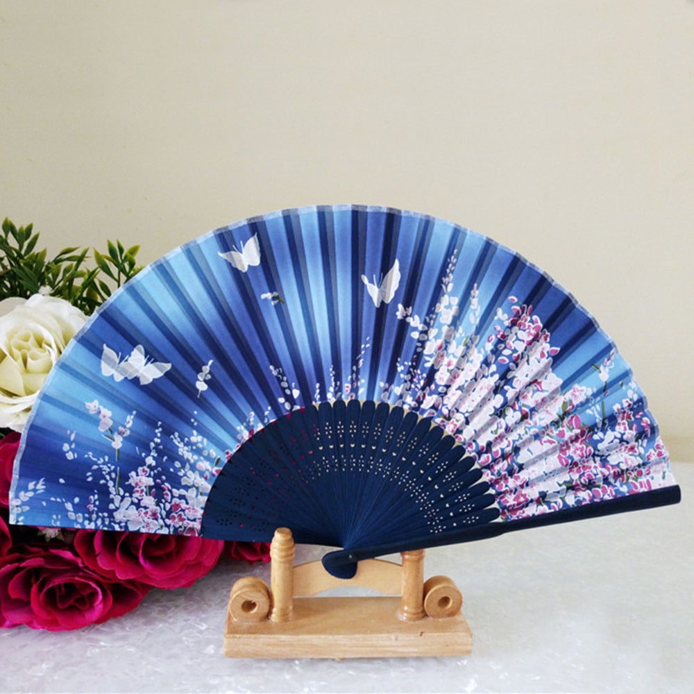 Fashion Retro Pattern Folding Lace Silk Folding Hand Held Flower Fan Dance Decor 