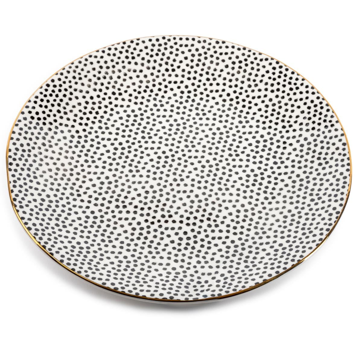 Thyme & Table Black & White Dot Stoneware Plate