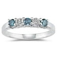 thumbnail image 1 of SZUL Women's 5 Stone Blue and White Diamond Ring in 14K White Gold, 1 of 3