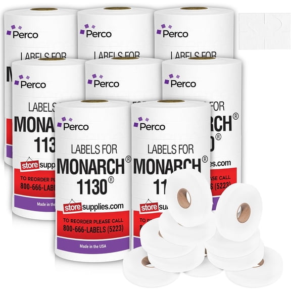 Pricing Labels for Monarch 1130 White - 200,000 labels w/ 80 Rolls Value Pack, 8 Sleeves - Made in USA