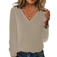 thumbnail image 2 of Sweaters for Women 2025 Fall - Long Sleeve V Neck Loose Knit, Lightweight Pullover Blouses with Breathable Fabric, Business Casual for Cool Office Days, 2 of 4