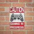 thumbnail image 2 of Caution Gaming In Progress Keep Out Funny Metal Sign Kids Bedroom Man Cave Wall Decor Game Room Door Art, 2 of 4