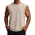 thumbnail image 4 of Zimjoy Men's Vintage Washed Cotton Sleeveless Tank Top Summer Crew Neck Muscle Shirt for Gym Workout Casual Streetwear Khaki S, 4 of 5