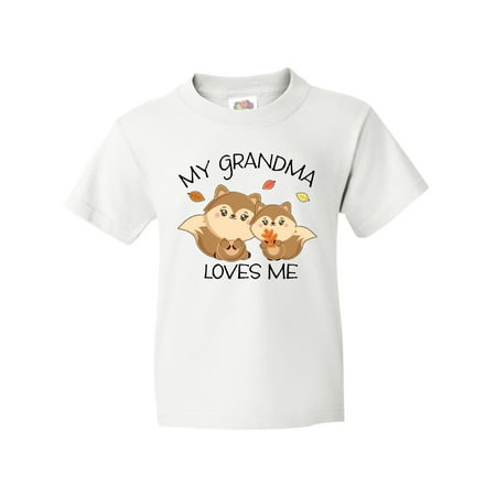Inktastic My Grandma Loves Me with Cute Squirrels in Autumn Youth T-Shirt