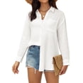 thumbnail image 6 of Siliteelon Women's White Double-Layer Ruffled Casual Shirt - Bring a Fresh and Elegant Touch, Unlock a Gentle and Laid-back Daily Look, 6 of 6