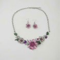 thumbnail image 4 of Silver Plated Charming Crystal Flower Bib Collar Necklace Earrings Jewelry Set, 4 of 5