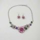 thumbnail image 4 of Silver Plated Charming Crystal Flower Bib Collar Necklace Earrings Jewelry Set, 4 of 5