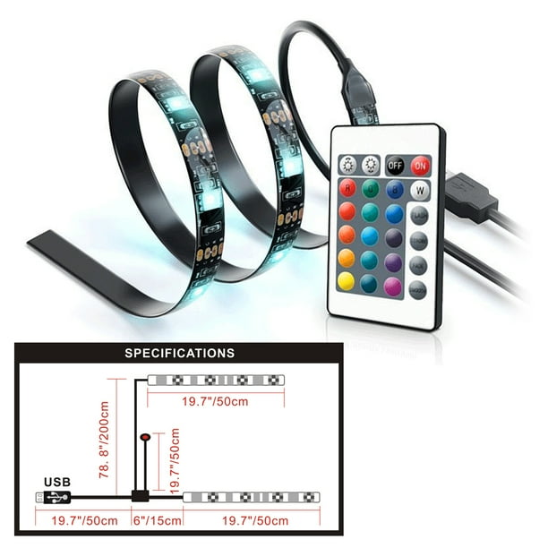 Kohree 2 RGB Multi Color Light Strip Bias Lighting for HDTV Powered TV Backlighting Remote - Walmart.com