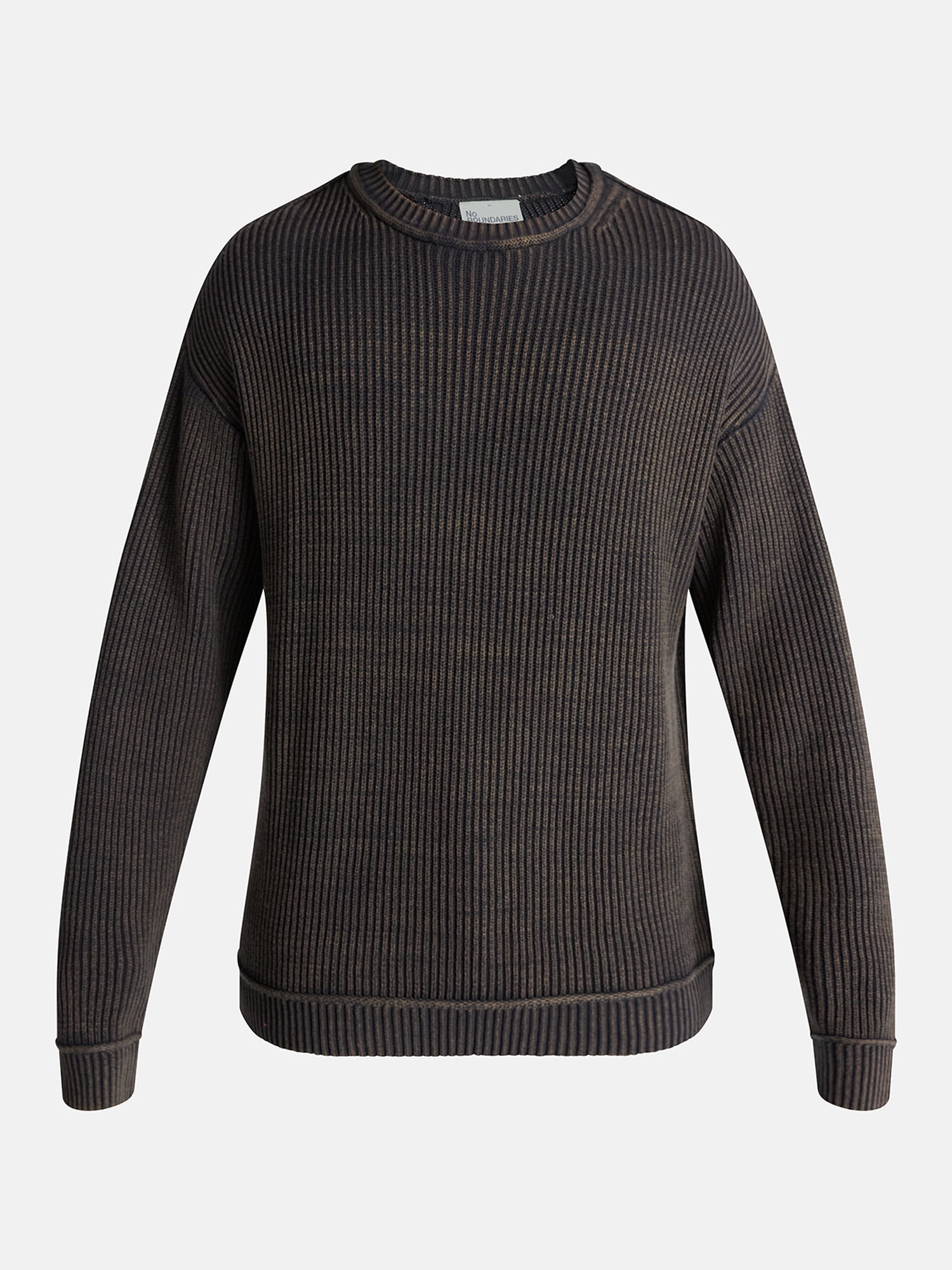 No Boundaries Ribbed Crewneck Sweater with Long Sleeves, Men's XS-3XL