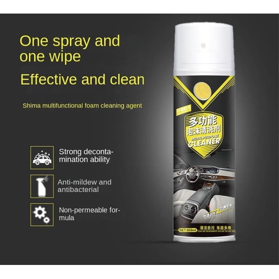 Multipurpose Foaming Cleaner 650ml – Car Interior & Exterior Spray, Deep Cleaning Foam for Dashboard, Seats, Tires, and Surfaces, Removes Stubborn Dirt and Oil