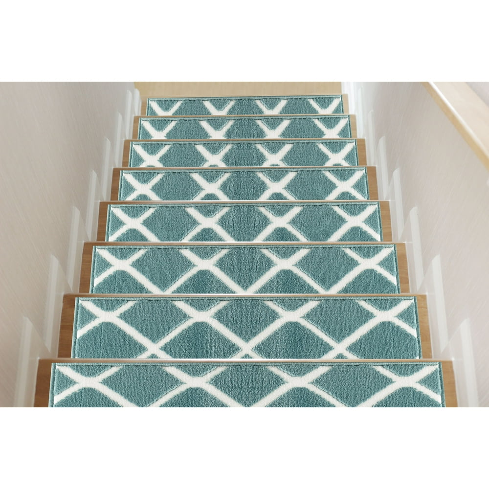 Sofia Rugs Blue Carpet Stair Treads, Set of 13, Non Slip Stair Treads