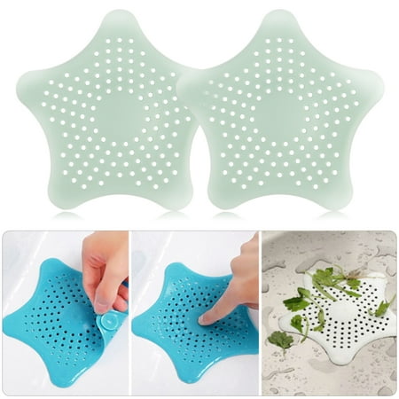 Filter Drain Plug TSV Bathroom Drain Hair Catcher Bath Stopper Plug Sink Strainer Filter Shower Covers Teal Green 2Packs ()