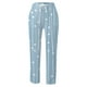 thumbnail image 3 of WILLBEST Pantalones Casuales para Mujer, Ligeros, de Verano, de Lino Estampado, con Cordón, Cintura Elástica, Pierna Recta y Bolsillos para Uso Diario. Chica, 3 of 4