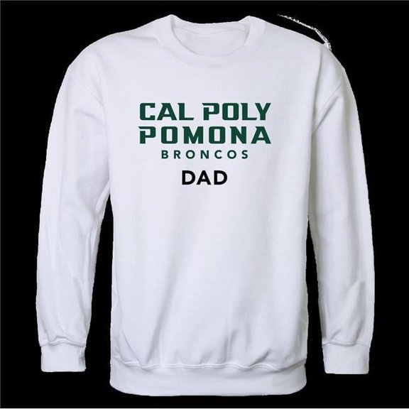 W Republic 562-201-WHT-03 California Polytechnic State University Pomona Broncos Dad Crewneck Sweatshirt, White - Large