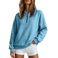 thumbnail image 3 of Long Sleeve Top Women's Sweatshirt Quarter Zip Oversized Drop Shoulde Pullover Top for Weekend Errand Outfit ., 3 of 7