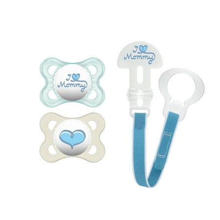 MAM Pacifiers and Baby Pacifier Clip, Baby Pacifier 0-6 Months and Baby Pacifier Clip, Best Pacifier for Breastfed Babies, I Love Mommy' Design Collection, Boy, (Best Months For Sales)