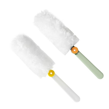BESTYASH 2Pcs Office Dusters with Rotating Brush Microfiber White Cleaning Supplies