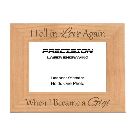 PrecisionNC Engraving Gift for Grandma Fell in Love Again When I Became a Gigi Engraved Natural Wood Picture Frame 4x6 Landscape