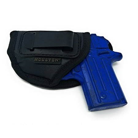 IWB Gun Holster by Houston - ECO LEATHER Concealed Carry Soft Material | Suede Interior | Fits: ANY SMALL 380 WITH LASER, Keltec, Ruger LCP, Diamond Back, Small 25 & 22 CAL (left) (Best Price Ruger Lcp With Laser)