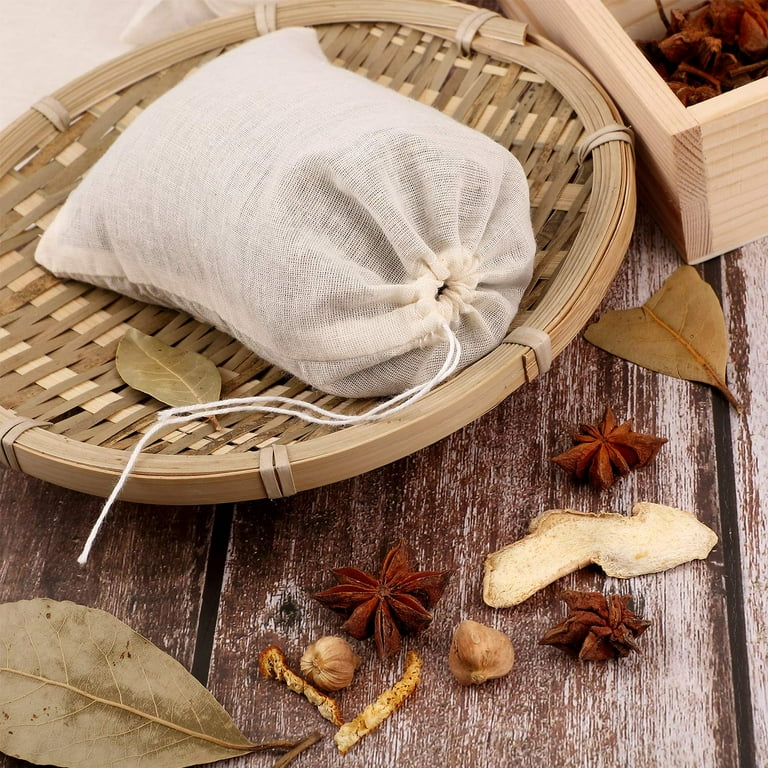 NAISHIER 60 Pcs Spice Bags for Cooking, 4x6 Inch Empty Muslin Bags