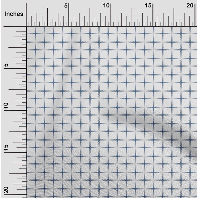 oneOone Polyester Lycra Blue Fabric Geometric Check Fabric for Sewing Printed Craft Fabric by The Yard 56 Inch Wide