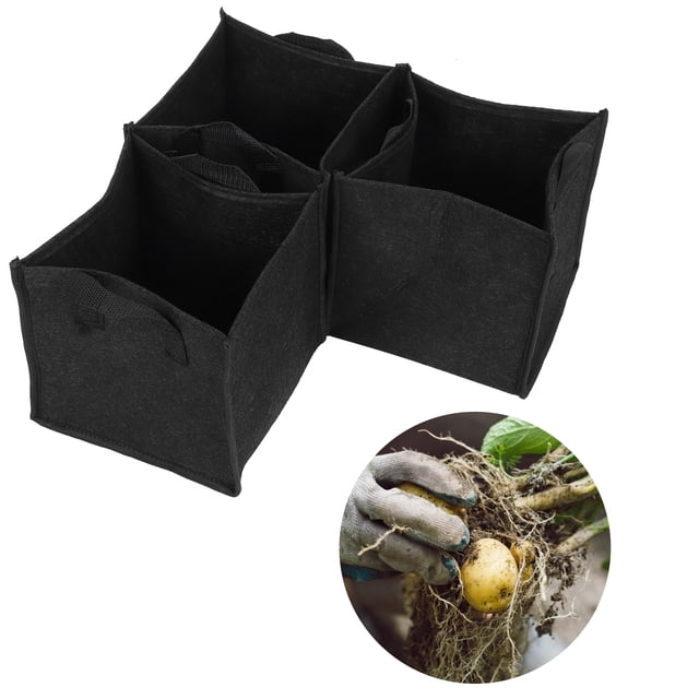 3 Piezas De Bolsas De Cultivo, Bolso De Cultivo De Plantas Con Manijas De Recipientes De Cultivo De Vegetales Cuadrados Negros Para La Terraza Al Aire Libre Balcón Del