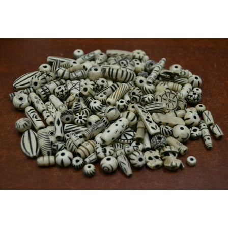 250  Pcs Assort Carved Round Tube Buffalo Bone Beads