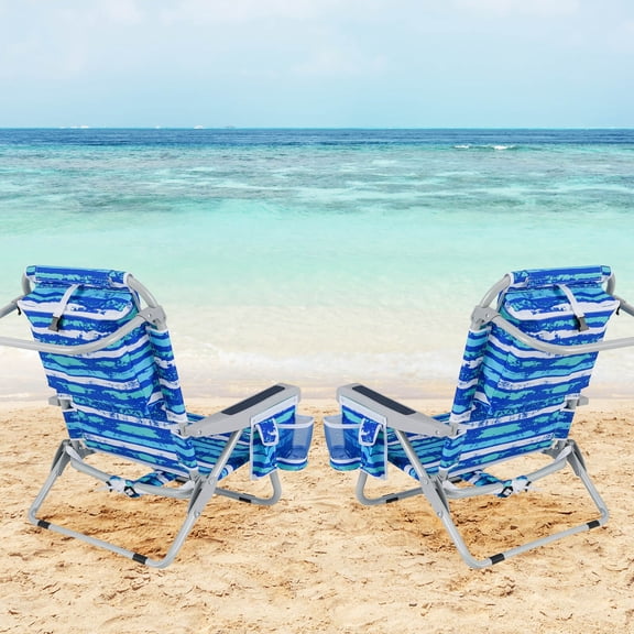 2PCS Folding Beach Chair Lightweight Durable Aluminum Camping Chair w/Storage Bag