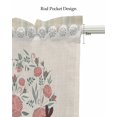 thumbnail image 5 of Easter Brown Rabbits Linen Curtain Valance for Bedroom/Bathroom/Kitchen/Office/Living/Dining Room Windows, Vintage Boho Embroidery Print Flower Rod Pocket Topper Decorative Cafe Drapes Panel 42"x18", 5 of 6