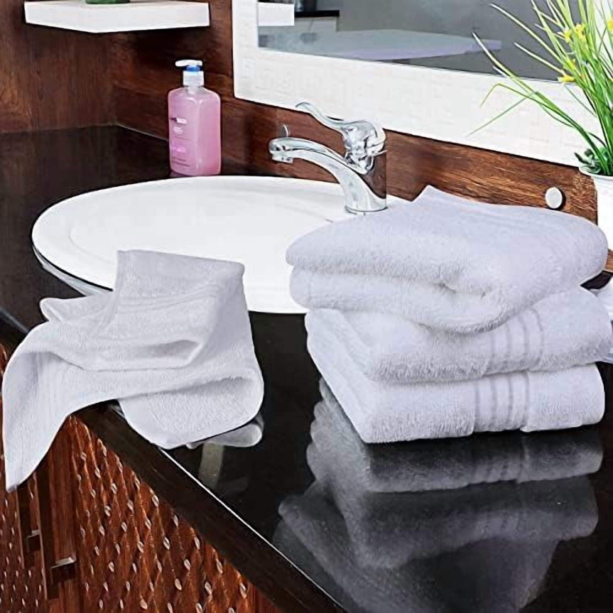 12 Pack Premium Wash Cloths Set, 12 by 12 Inches, 100% Cotton Ring Spun, Highly Absorbent and Soft Feel Washcloths for Bathroom, Spa, Gym, and Face, White