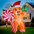 thumbnail image 2 of XEENSO 7ft Christmas Gingerbread Man Inflatable Outdoor Decoration with LED Lights, Blow Up Yard Decor for Garden, Lawn, Holiday Party, 2 of 7