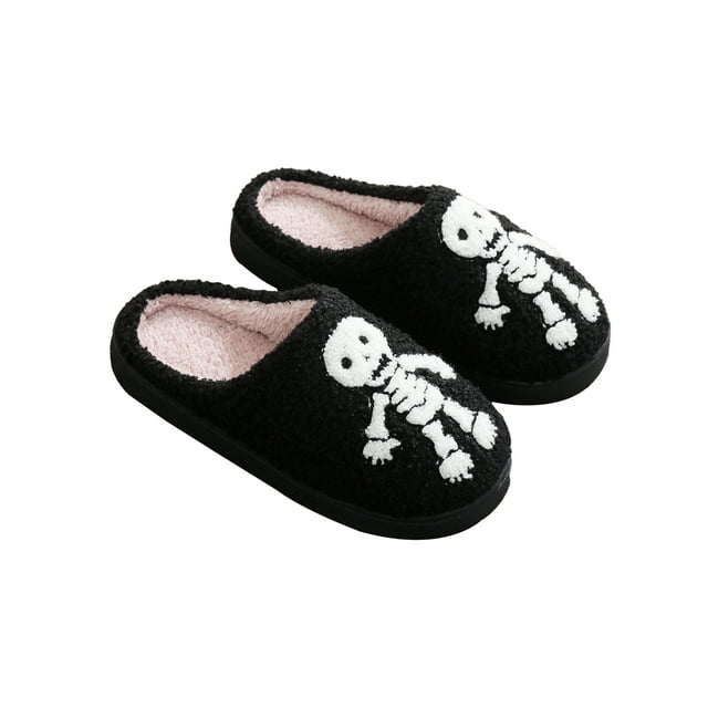 SUNSIOM Pantoufles Chaudes d'Halloween pour Femmes, Pantoufles d'Intérieur Cartoon Ghost/Skull/Spider Web
