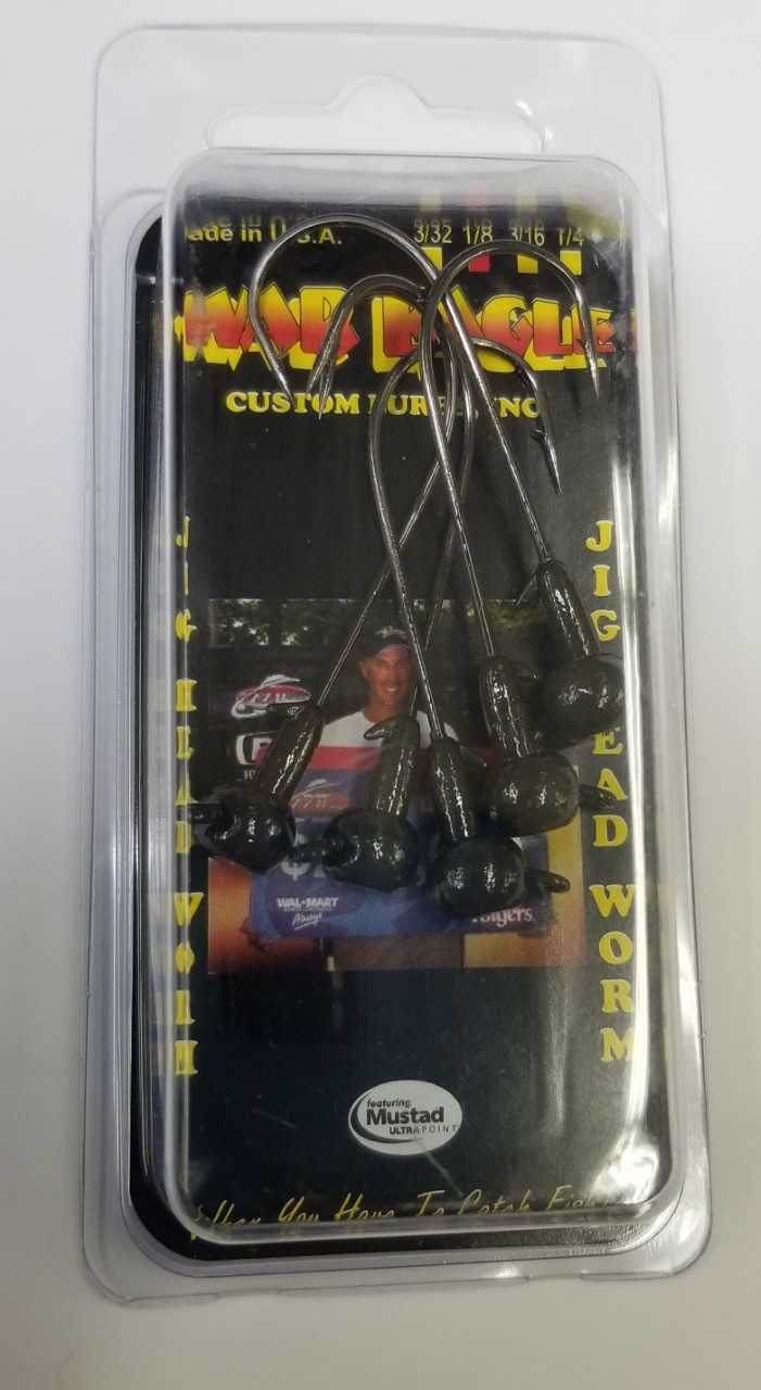 War Eagle Fishing Lures Jig Head Worm, Green Pumpkin, 1/8 oz.