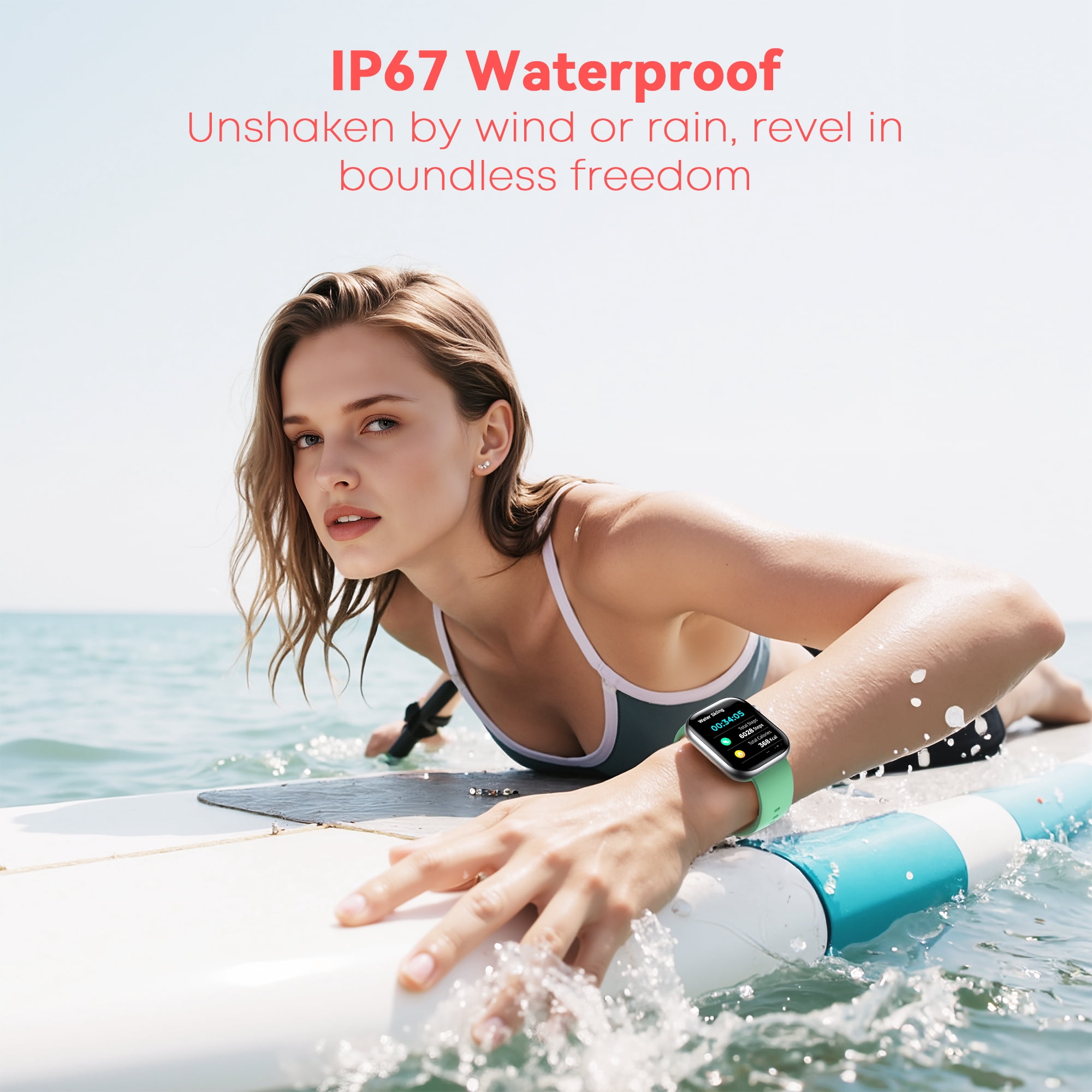 Smart Watch for Men Women, 2.01" HD Touchsreen, Bluetooth Calling, IP68 Water-Resistance, 180+ Sports Modes, Health, Fitness & Sleep Tracker, Timer, Fitness Watch for Android/iOS, Silver