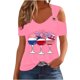 thumbnail image 1 of Tops de Hombro Frío para las Mujeres Día de la Independencia Impreso Fuera Del Hombro Blusa con Cuello en V, Fuera Del Hombro de las Mujeres, 1 of 4