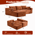 thumbnail image 7 of Yardi Yarda Compression Sectional Couch with Comfy Chaise, Boneless L Shape Sofa with Deep Seat, Minimalist Modular Couches Sleeper, Brown, 7 of 7