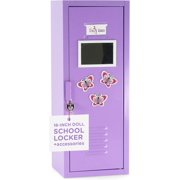 USA Business | 18 Inch Doll Clothes Storage Option - Bright Purple School Locker with TONS of Accessories | 18" Doll Clothing Closet - Includes Lock, Key & 5 Hangers - (Purple Locker)