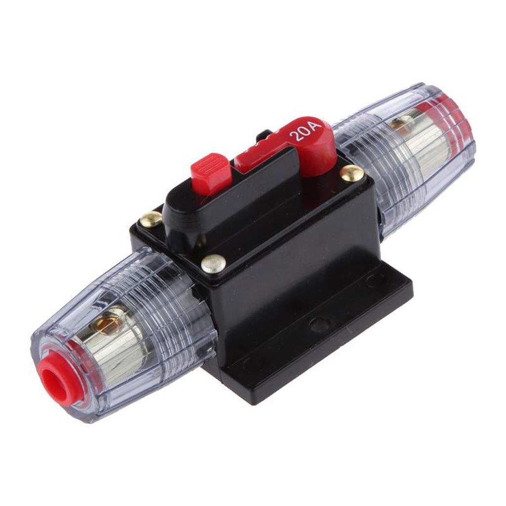 Wzmzjy 2x In-Line Circuit Breaker Stereo Audio Car Fuse Holder DC12V-24V 60A & 20A