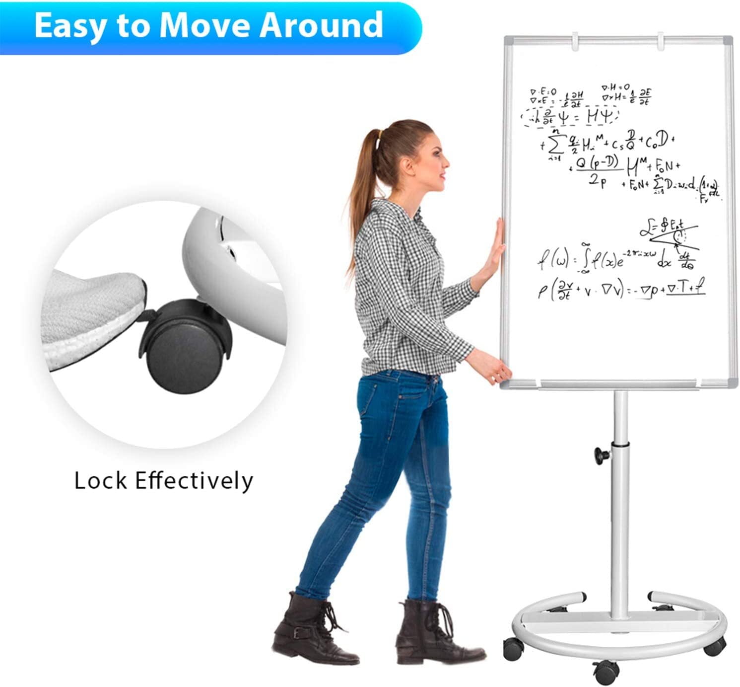 Maxtek Magnetic Dry Erase Board  –36" x 24" Portable Mobile White Board Easel with Stand for School Supplies,Office,Home