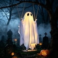 thumbnail image 6 of AYktou Halloween Swinging Ghost Decor, Hanging Ghost Halloween Decor with LED Light, Hanging Fabric Ghost Ornament Indoor Outdoor Tree Yard Porch Spooky Holiday Decor, No Remote control, 6 of 6