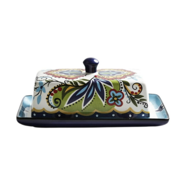 Mantequera Portamantequera con Tapa Recipiente Multifuncional Rectangular para Queso Recipiente para para Buffet Comedor Refrigerador Fijación verde 250 g